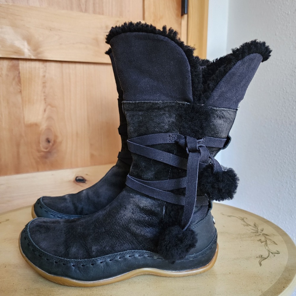 The North Face Sz 7.5 Black Suede Primaloft 200g Insulated Winter Snow Boots